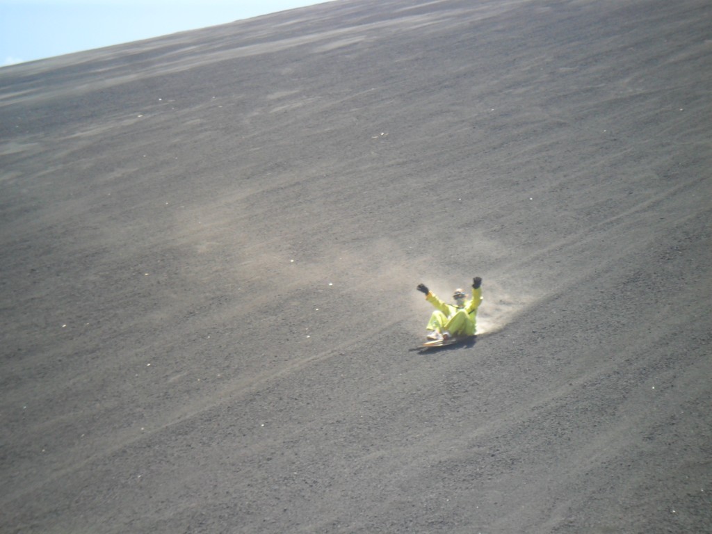 volcano board ride in ash
